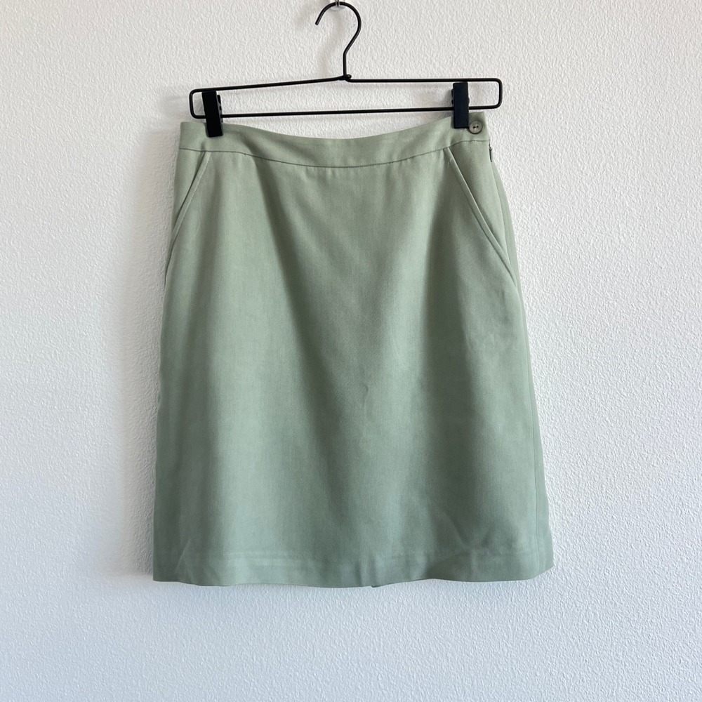 Valerie Stevens Sage Silk Mini Skirt 4 Quiet Luxury Minimalist Elevated Career